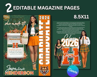 Editable Graduation Magazine Template | Class of 2026 Announcement (Digital Download)