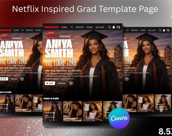 Gradflix Graduation Flyer Template, Netflix Inspired Senior Invite (Digital Download)