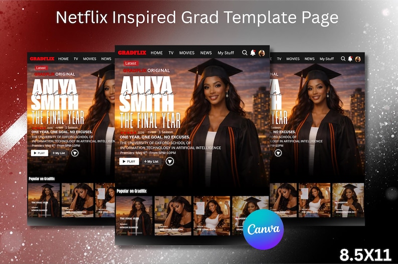 Netflix Grad Posters Gradflix Graduation Flyer Template, Netflix Inspired Senior Invite ...