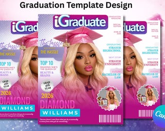 Modèle de couverture de magazine de fin d'études, promotion 2026 (téléchargement numérique)