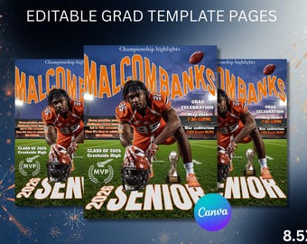 Football Senior Graduation Flyer Template | Championship Sports Announcement (Digital Download)