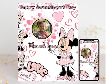 Pink Mouse Valentine Photo Jumbo Card Template|