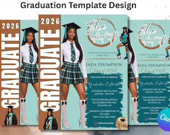 Modèle de magazine de remise des diplômes de la promotion 2026, faire-part pour seniors (téléchargement numérique)