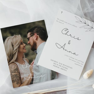 Tarjeta de invitación minimalista moderna, nota de guión elegante, invitación a celebración totalmente editable, fiesta de boda sencilla, plantilla imprimible en Canva