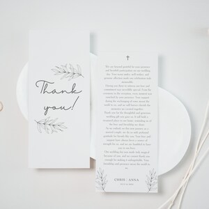 Tarjetas de agradecimiento minimalistas modernas, nota de servilleta con guión elegante, tarjeta de agradecimiento totalmente editable, mesa de boda sencilla, plantilla imprimible en Canva