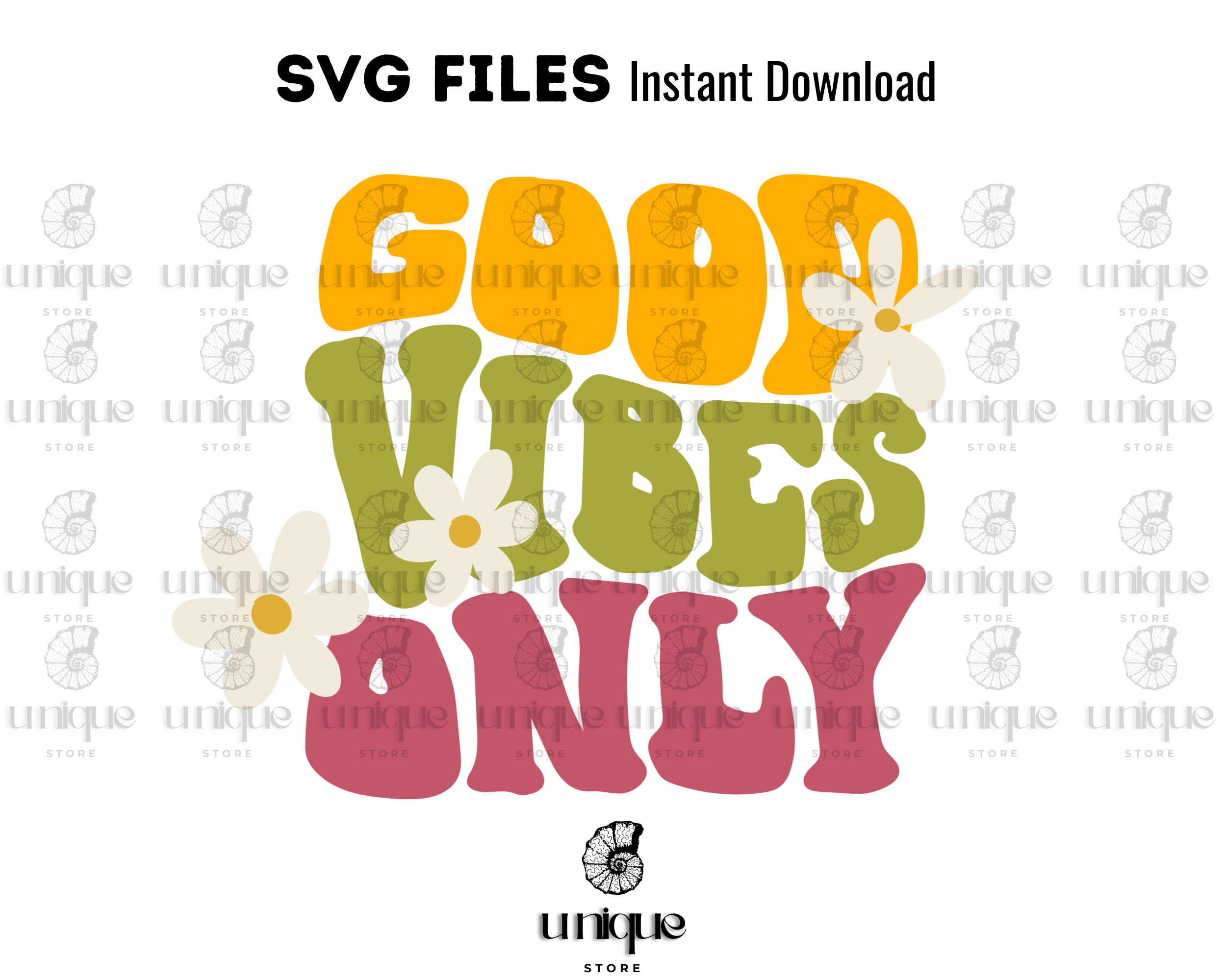 Good Vibes Only SVG, Retro Wavy Text PNG, Motivational Quotes, Floral ...