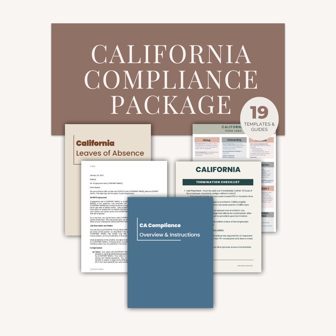 HR Compliance Templates California Package Templates, Guide, Forms and