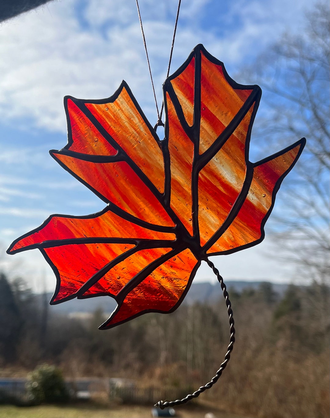 Maple Leaf Stained Glass Suncatcher Etsy UK