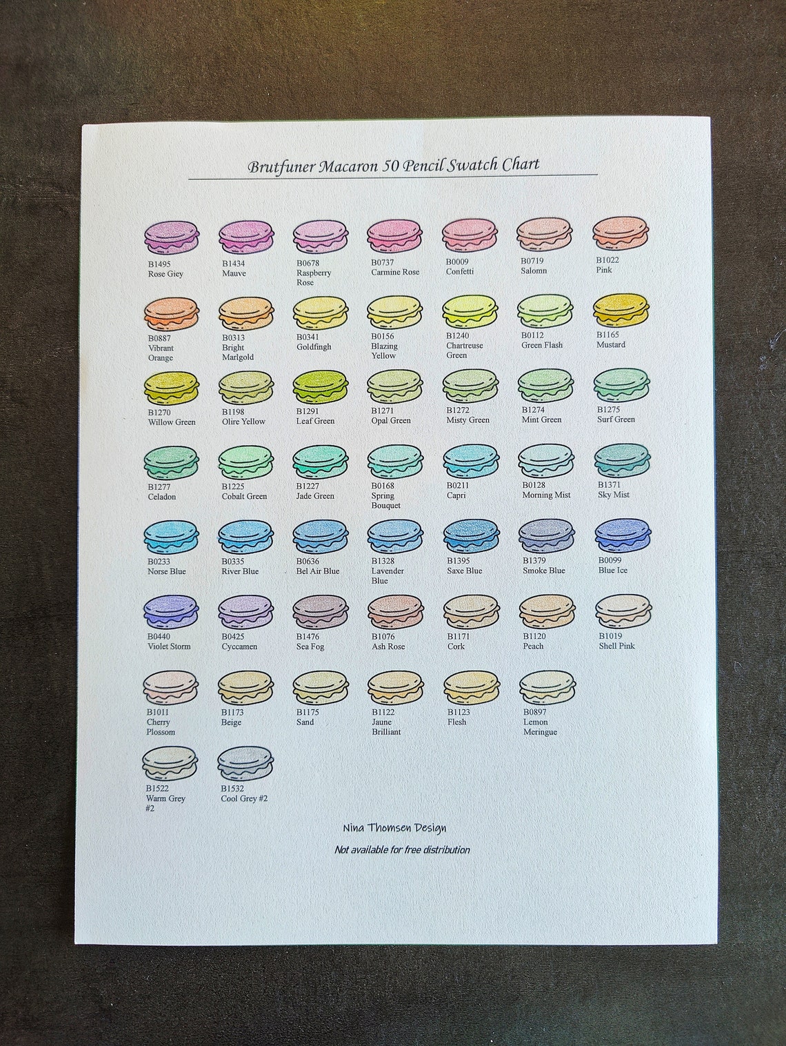 Brutfuner 50 Macaron Swatch Chart - Etsy