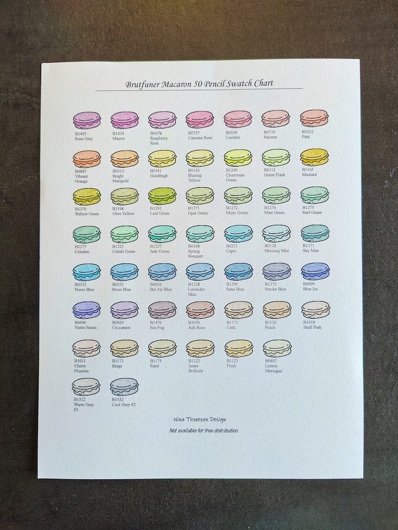 Brutfuner 50 Macaron Swatch Chart - Etsy