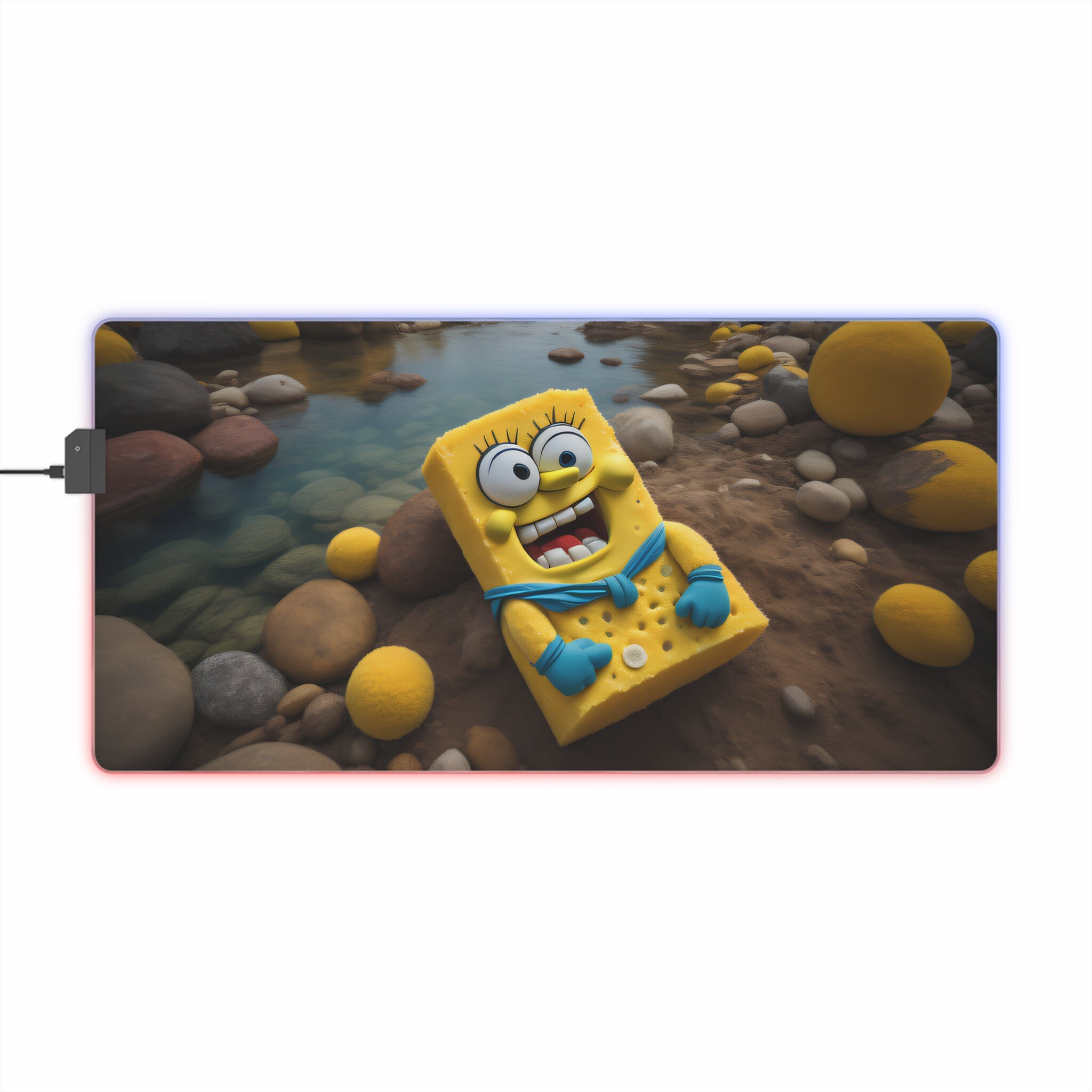 Spongebob Led Gaming Mouse Pad RGB Desk Pad Desk Mat Etsy