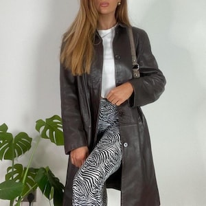 Veste en cuir marron vintage manteau taille M