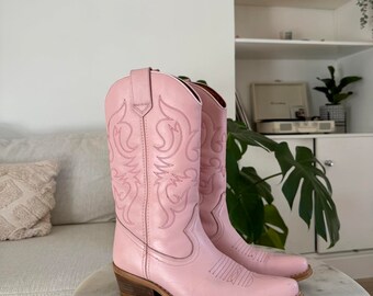 Cowboy pink western country bohemian  cowgirl boots  size 6 (eur 39)