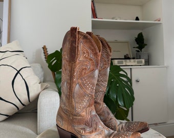 Old Gringo Brown leather western bohemian cowboy cowgirl boots spring summer festival size 5.5