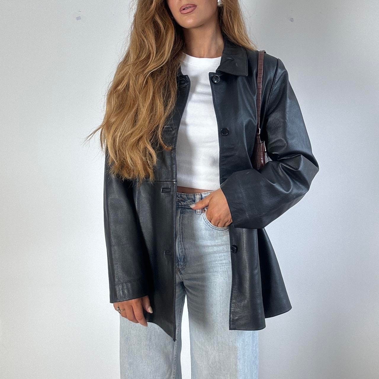 Vintage Black Leather Blazer Style Jacket L Coat Size L - Etsy Vintage Black Leather Blazer Style Jacket L Coat Size L - Etsy