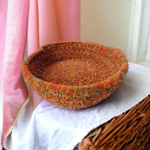 Chunky Yarn Storage Basket: Multicolour Woven Bowl, Living Room Decor
