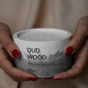 Oud Wood SOY CANDLE Ceramic Candle Home Decoration Hand Poured image 5