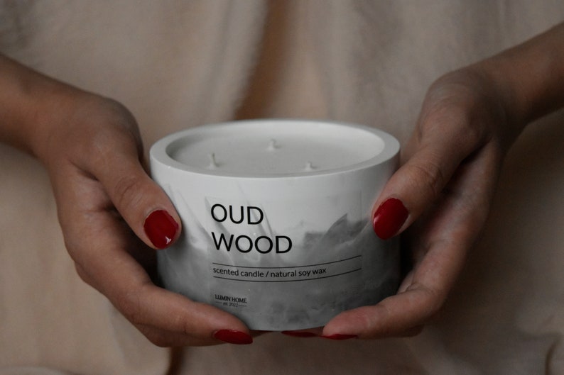 Oud Wood SOY CANDLE Ceramic Candle Home Decoration Hand Poured image 5