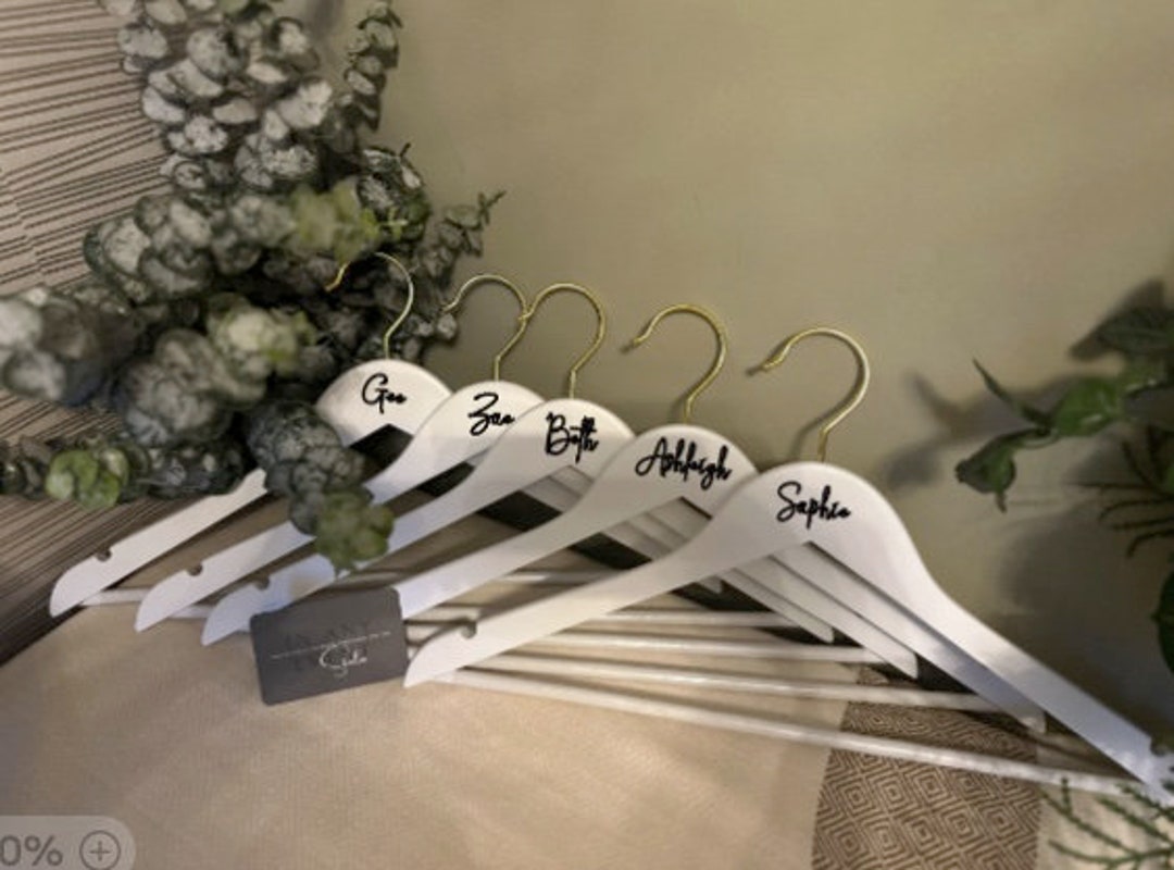 Personalised White Wooden Coat Hanger With Gold Hook Etsy