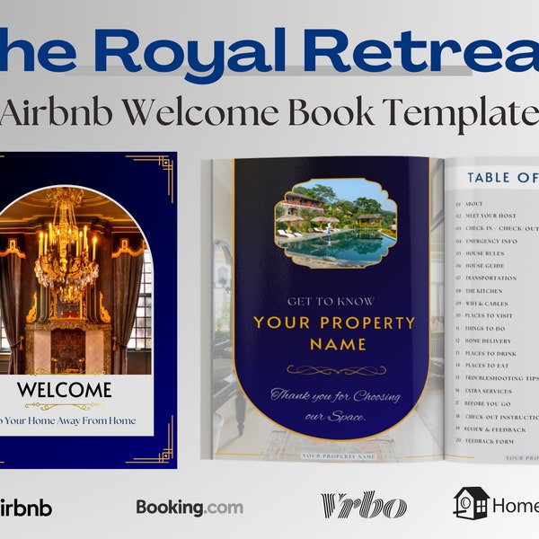 The Royal Retreat: Airbnb Welcome Book Template, Vacation Rental Welcome Book, VRBO Welcome Book, Editable Airbnb Guest Book, House Manual