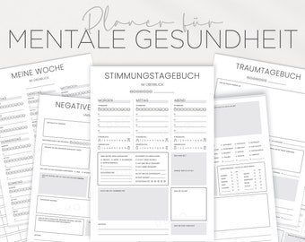 Mental Health Planner, Mood Tracker, Dream Journal, Therapy Notes, Anxiety Diary, Printable PDFs, Instant Download