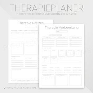 Therapy notes template, planner for psychotherapy, template for therapy preparation and follow-up