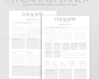Therapy notes template, planner for psychotherapy, template for therapy preparation and follow-up