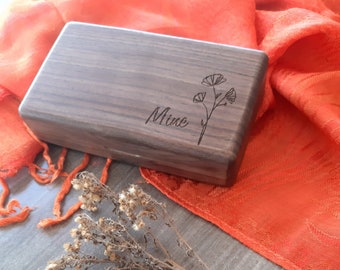 Jewelry Box Travel Case for Women, Engraved Jewelry Box, Bridesmaid Jewelry Box, Jewelry Organizer, Custom Wood Jewelry Box, Mother's Day