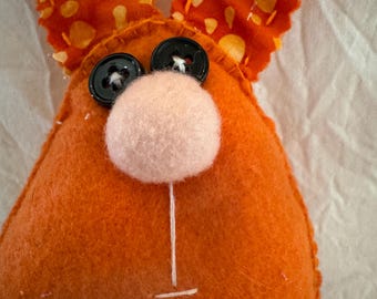 Felt Tangerine Weirdling: Hand Stitched Plush Art Doll