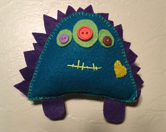 Hand Stitched Felt Monster Plush - Three Eyed Weirdling