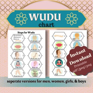 Wudu Steps Chart for Adults or Kids Printable - Etsy