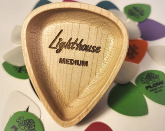 Handcrafted Maple Wood Guitar Pick Dish - Fender Style Engraving