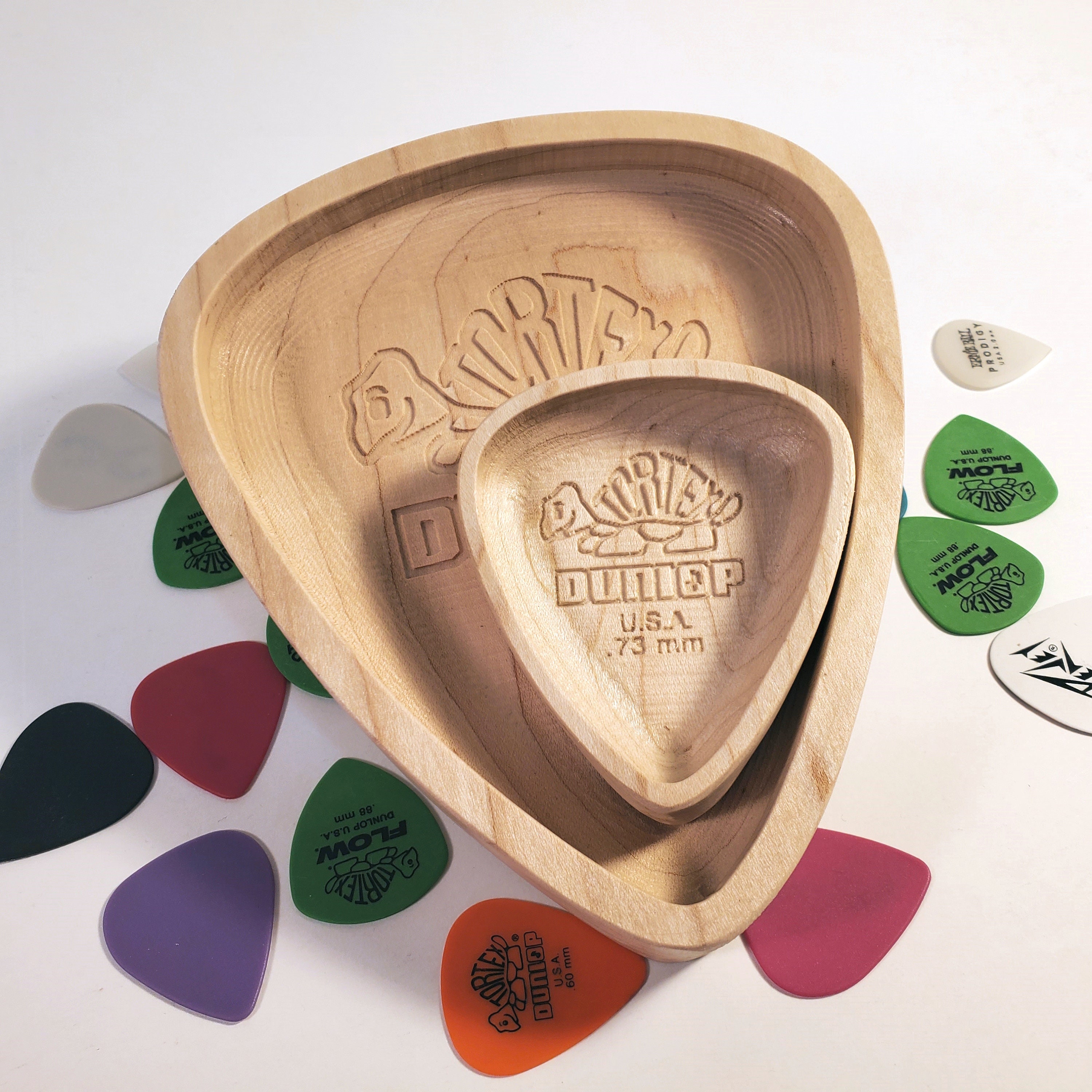 Handcrafted XL Maple Wood Guitar Pick Dish Extra Large Dunlop Style ...