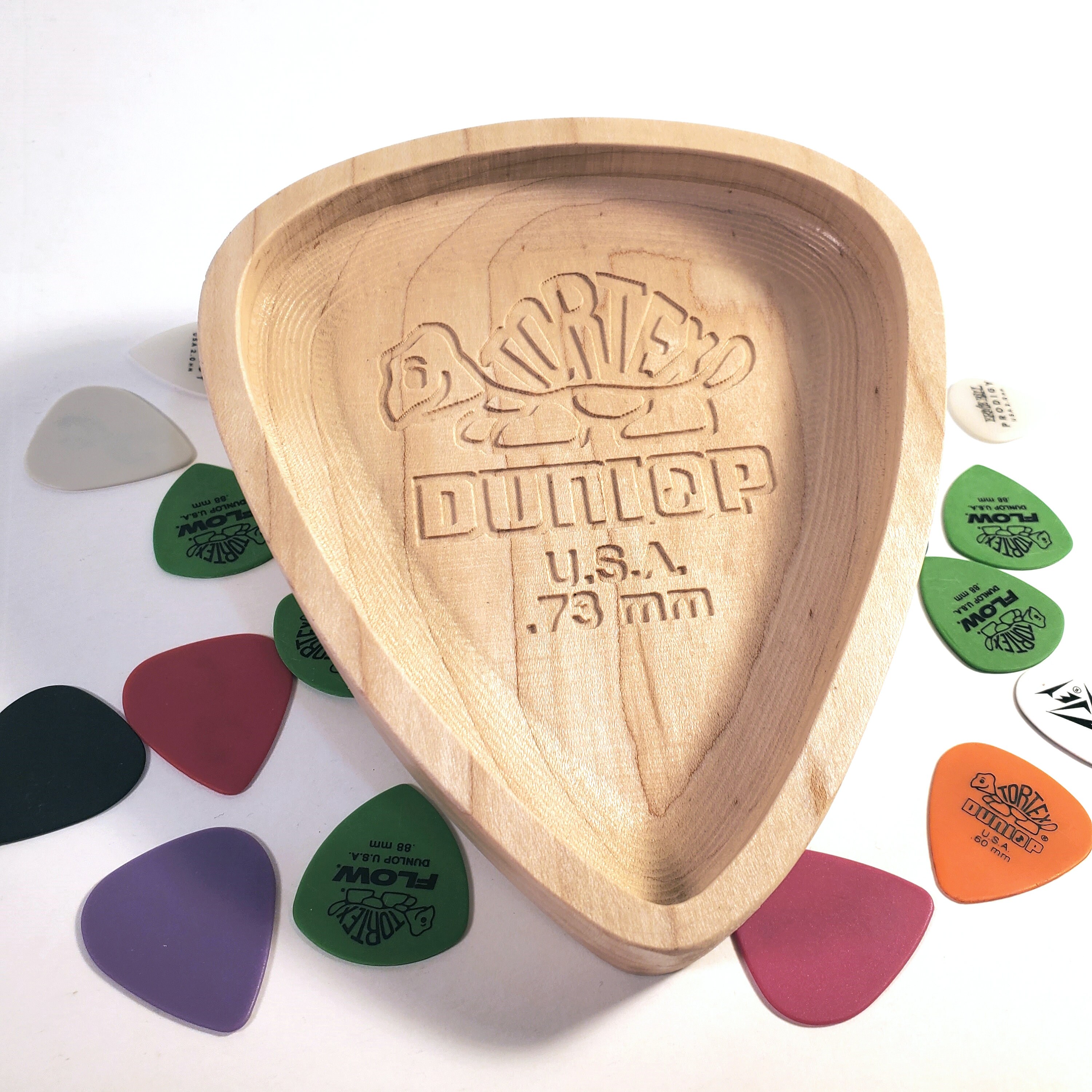 Handcrafted XL Maple Wood Guitar Pick Dish - Extra Large