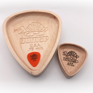 Maple Wood Guitar Pick Dish Dunlop, Engraved Holder, Musician Valet Tray, Gift for Player, Large Catch All Bowl for Him, Wood Desk Organizer