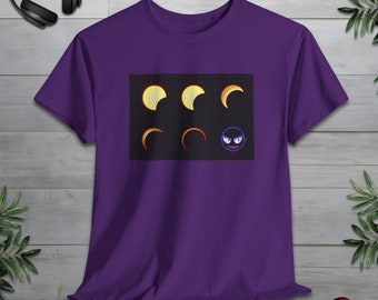 Gastly Eclipse Heavy Cotton Unisex Tee, T-shirt, Video, Game, Gaming, Pixel, 90s, Japan, Scary, Horror, Halloween