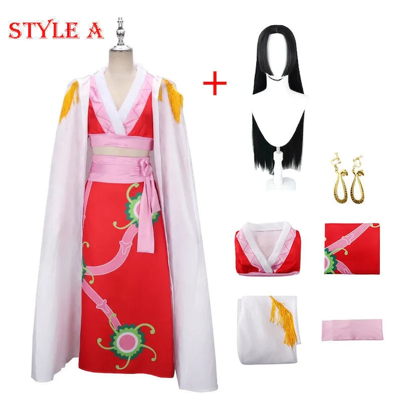 Sultry Boa Hancock Cosplay Costume Red Kimono Dress Uniform Etsy