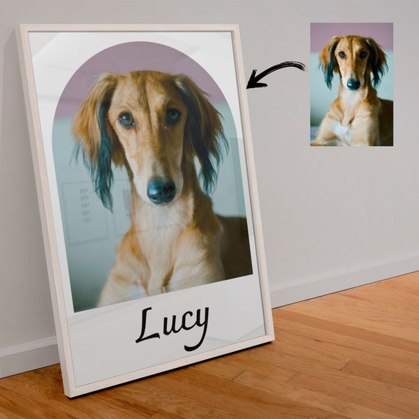 Custom Pet Picture, Personalised Named Pet Portrait, Pet Digital Picture Download, Custom Pet Art, Pet Wall Art Print, Unique Pet Gift