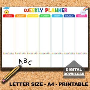 Visueller Terminplan für Kinder, druckbare Hausarbeit, Routine-Diagramm, Wochenplaner druckbar, tägliche Routine druckbar, Terminplan-Vorlage