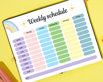 Kids Weekly Schedule and To Do List, Printable Daily Weekly Planner for Kids Girls Boys - Homework, School, Chores, Children's Routine Chart