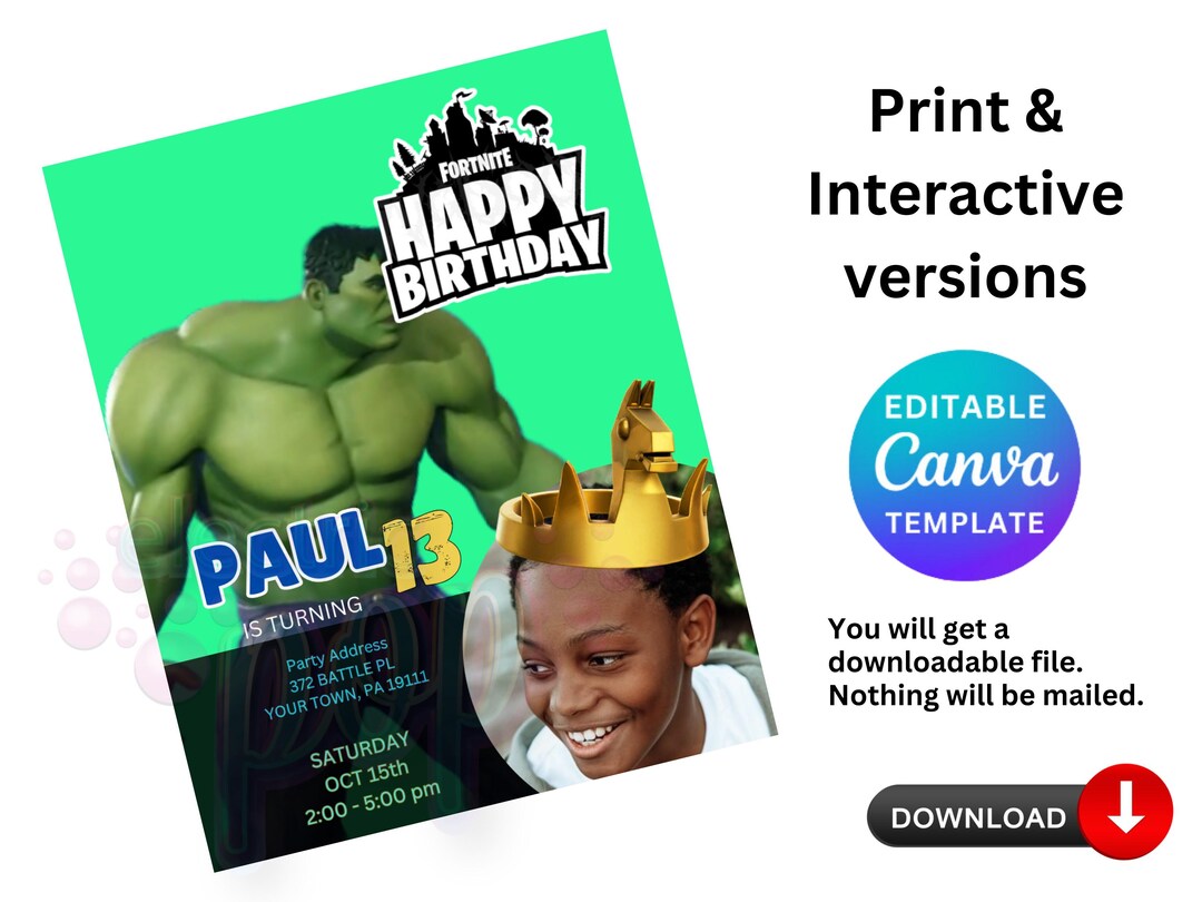 Interactive Editable Fort Game Birthday Invitation Fort Night Birthday