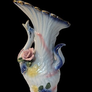 Vintage Swan Goose Vase with Flowers 8.75&quot;H