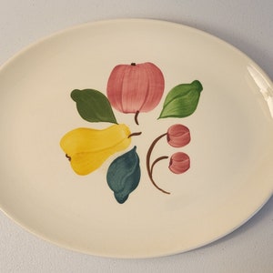 Vintage Small Platter with Fruit Hand-Painted By Joni 11 5/8&quot; Ceramic Farmhouse Country Cottage