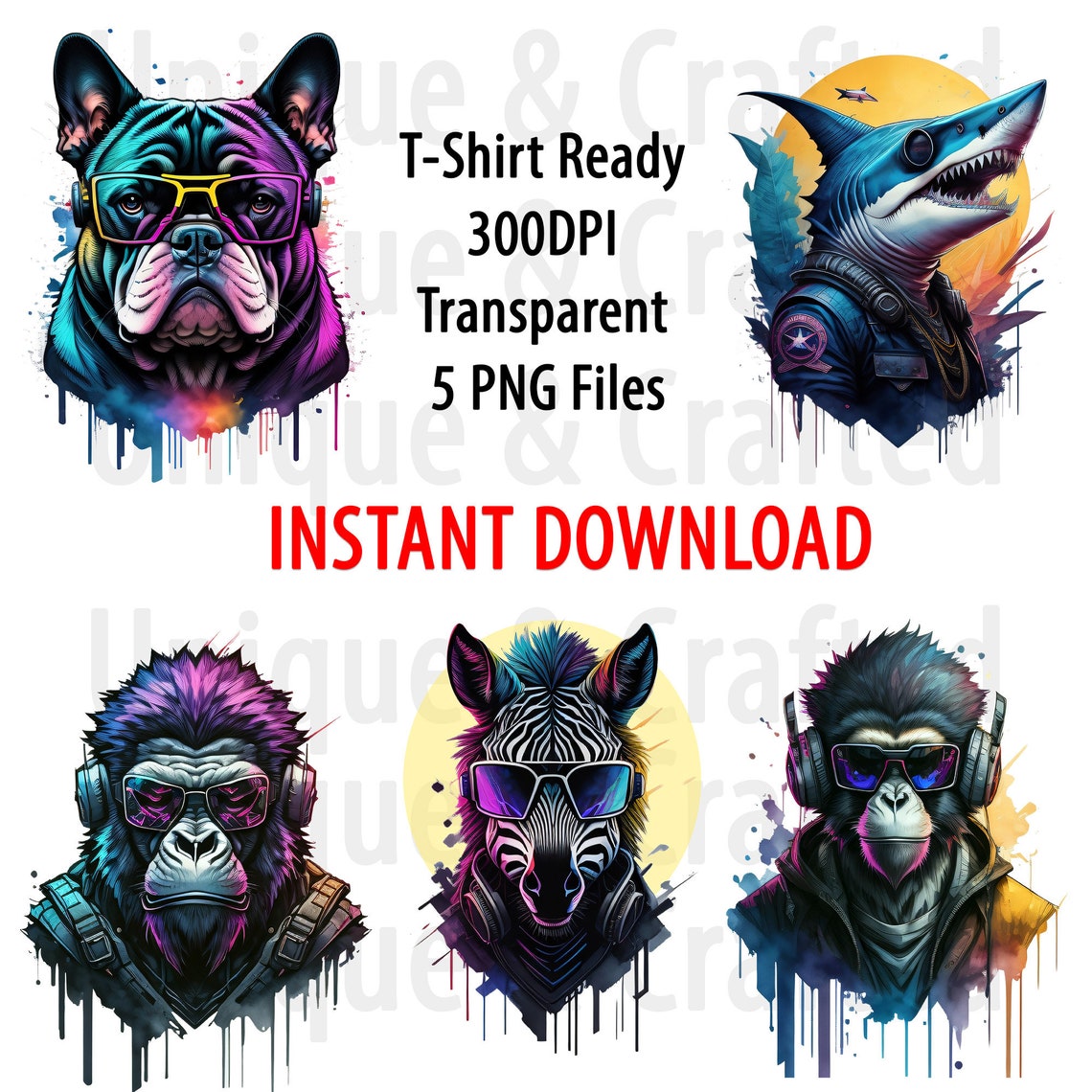 Printable Transparent PNG, T-shirt Design, Ready to Print Animals ...