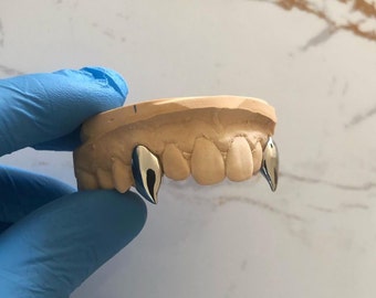 GRILLZ Vampire Canine tooth full design model, custom made, for men, for women, dental putty kit included, silver/gold grillz tooth