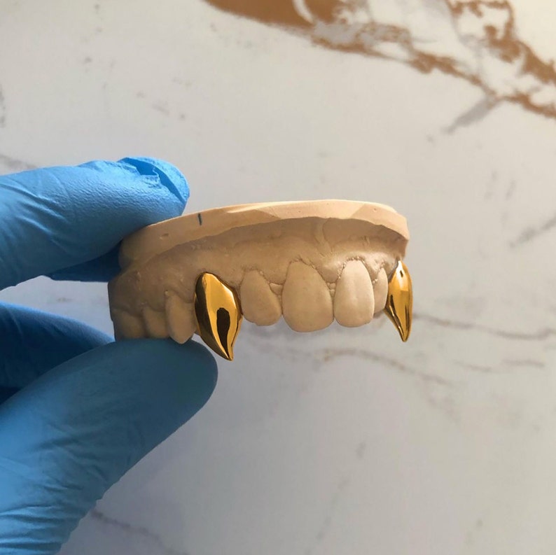 GRILLZ Vampire Canine Tooth Full Design Model, Custom Made, for Men, for Women, Dental Putty Kit