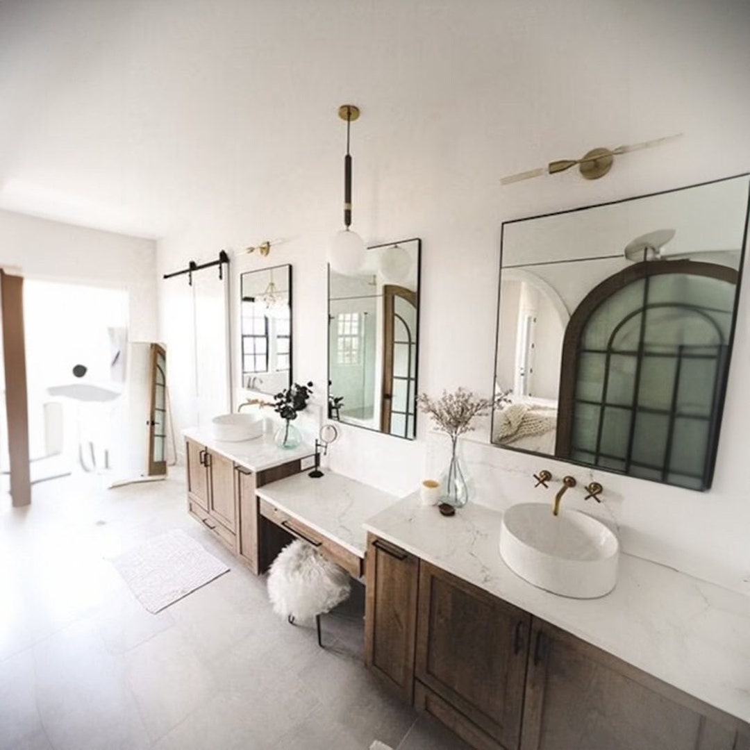 Bathroom Vanity Decorative Industrial Rectangle Steel Framed Etsy