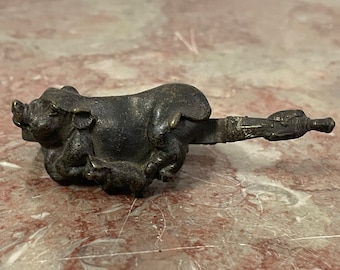 Bronze shooting lock with pig - probably late 19th century - pig - approx. 7 cm / 3 inch lock