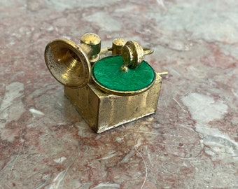 brass miniature vintage - gramophone 3.5 x 3 cm - heavy