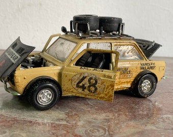 Poli Toys Fiat 128 Rally Yardley Mc. laren, rally car model, 1:25 Paris Dakar, vintage scale model In very good condition. Rare